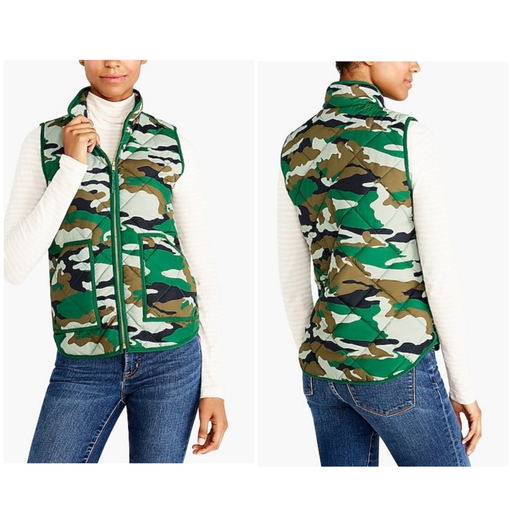 J CREW MERCANTILE Green Camo Quilted Vest Size Small
